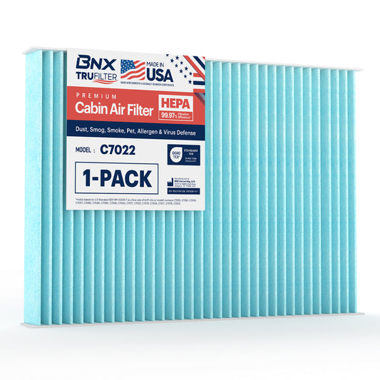 BNX TruFilter C7022 Cabin Air Filter, HEPA 99.97%, MADE IN USA, Compatible With Dodge: Charger, Challenger; Chrysler: 300