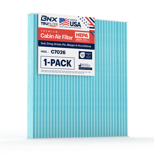 BNX TruFilter C7026 Cabin Air Filter, HEPA 99.97%, Compatible With Toyota: Corolla, Matrix