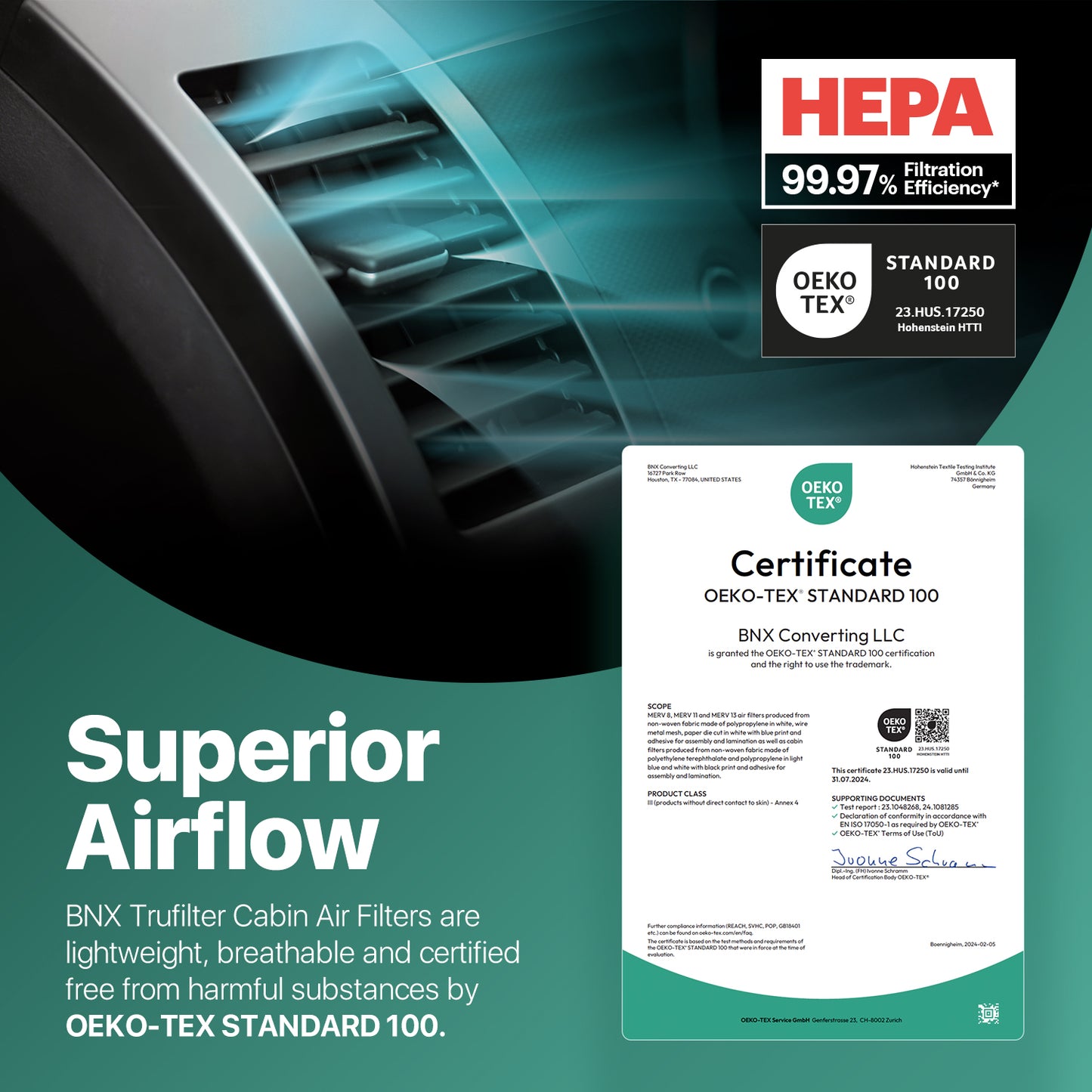 BNX TruFilter C7087 Cabin Air Filter, HEPA 99.97%, MADE IN USA, Compatible With Toyota: Camry, Avalon; Lexus: ES300h, ES350, RX350, RX450h