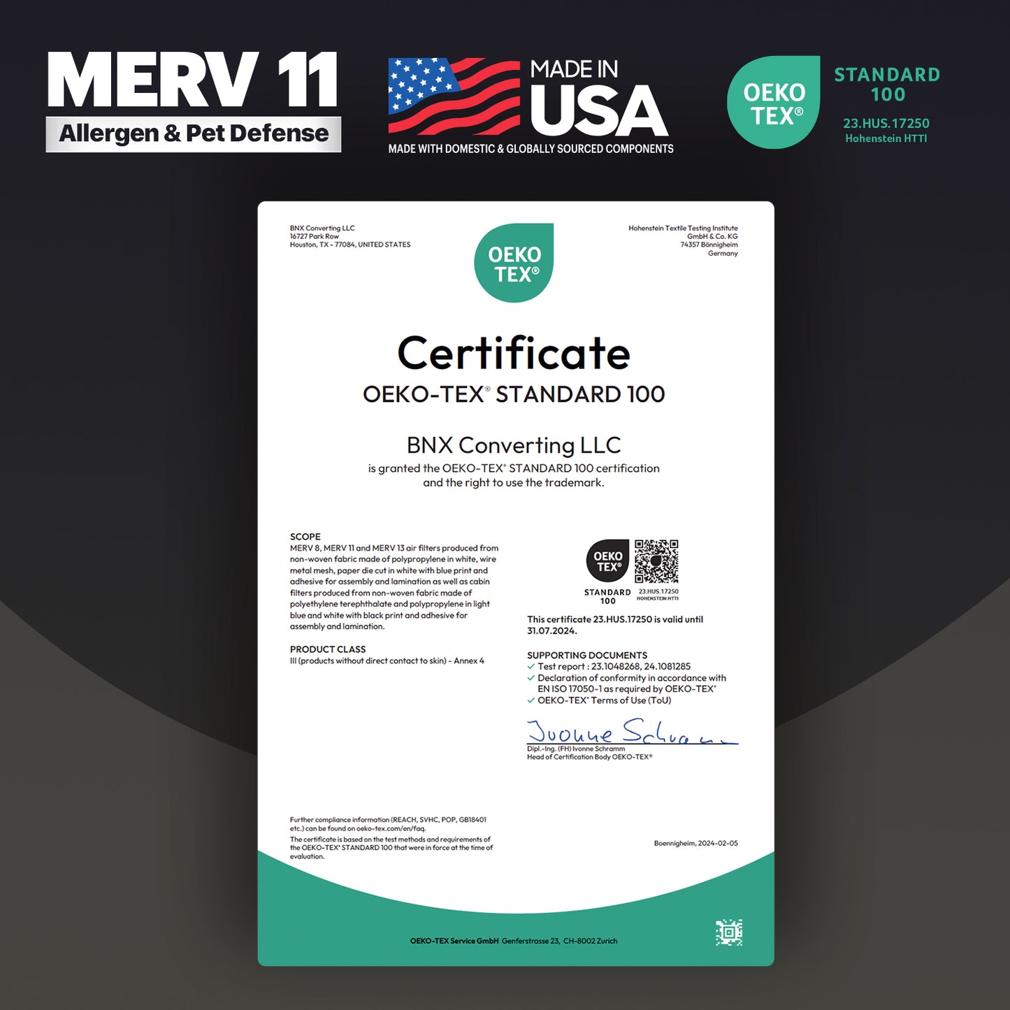 BNX TruFilter 20x20x4 MERV 11 Pleated Air Filter – Made in USA (2-Pack) (Slim Fit)
