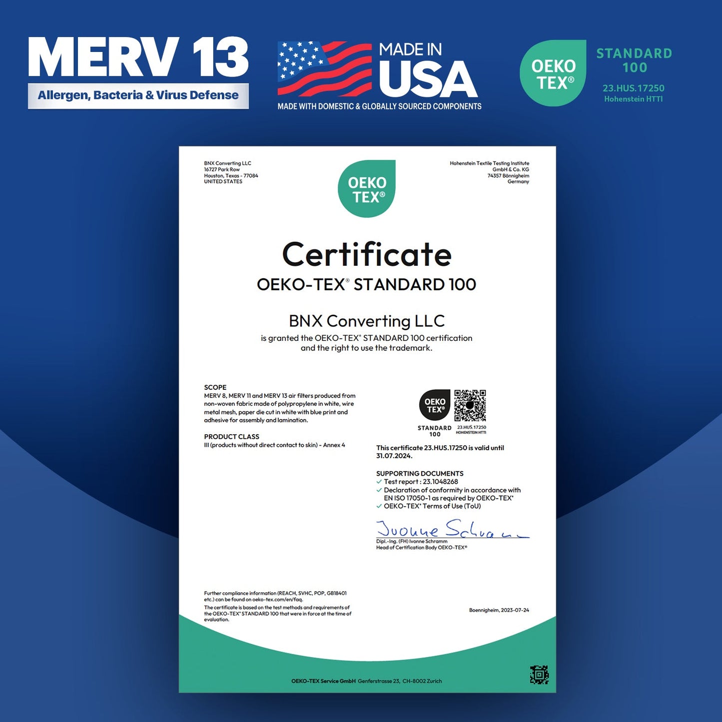 BNX TruFilter 12x20x1 MERV 13 Pleated Air Filter – Made in USA (6-Pack)