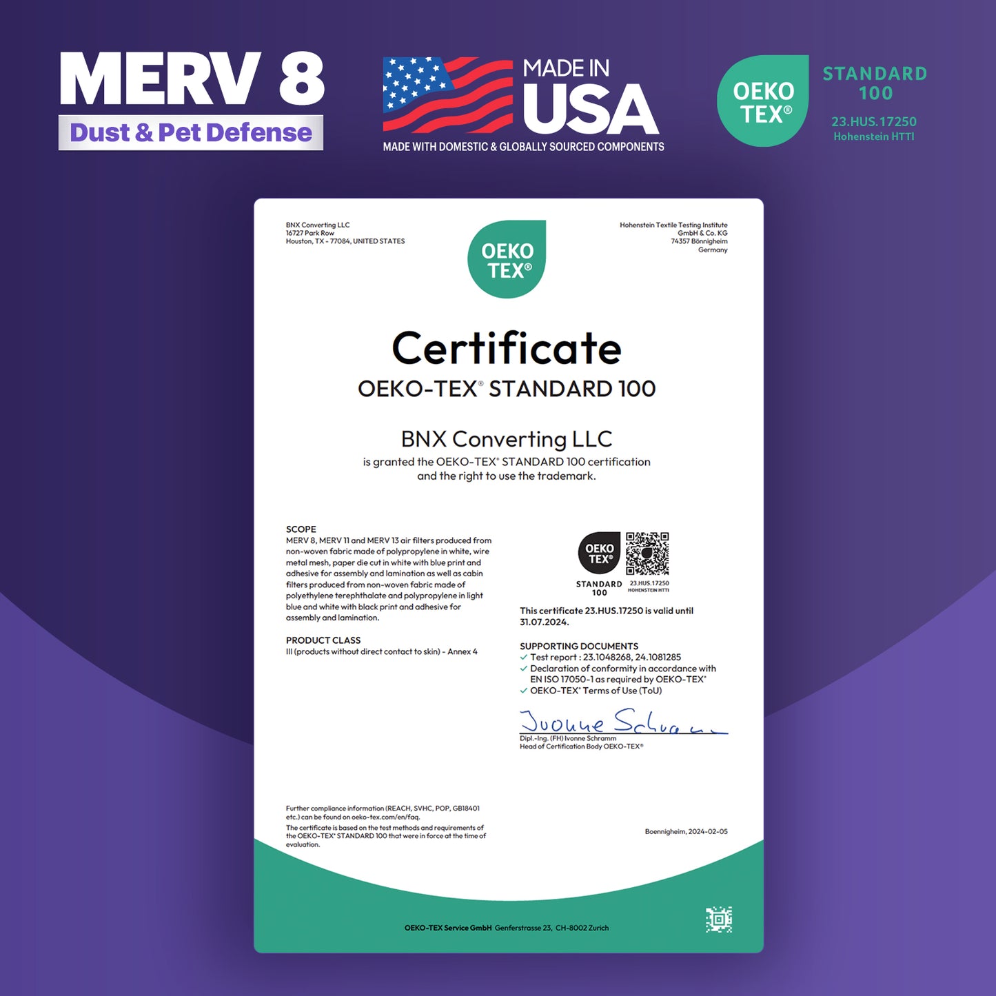 BNX TruFilter 16x25x2 MERV 8 Pleated Air Filter – Made in USA (2-Pack)