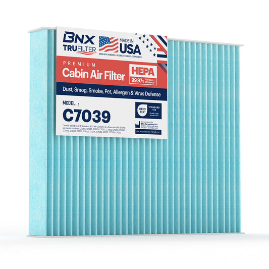 BNX TruFilter C7039 Cabin Air Filter, HEPA 99.97%, Compatible With Chevrolet: Cruze, Malibu, Orlando, Sonic, Spark, Trax, Volt; Buick: Cascada, Encore, LaCrosse, Regal, Verano; Cadillac: ELR, SRX