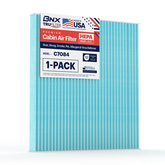 BNX TruFilter C7084 Cabin Air Filter, HEPA 99.97%, Compatible With Jeep Cherokee; Chrysler 200