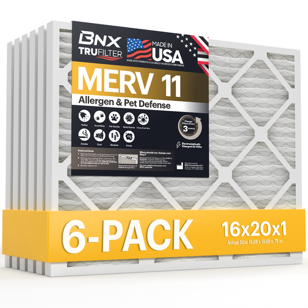 BNX TruFilter 16x20x1 MERV 11 Pleated Air Filter – Made in USA (6